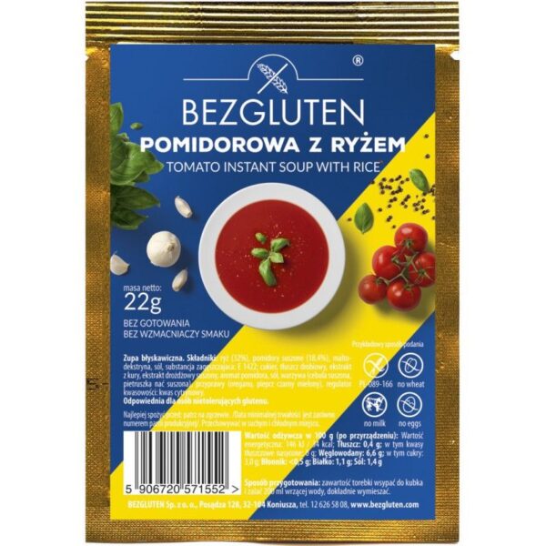 Bezgluten Tomatensuppe mit Reis glutenfrei