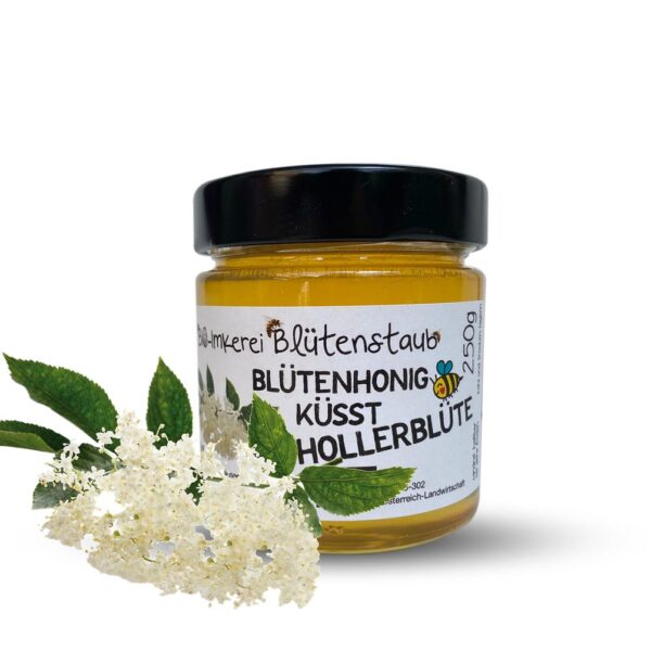 Bio Blütenhonig küsst Hollerblüte von Bio-Imkerei Blütenstaub