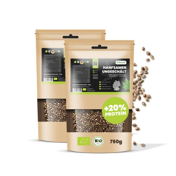 Sanuus® Bio Hanfsamen ungeschält 2x750g regional aus Bayern