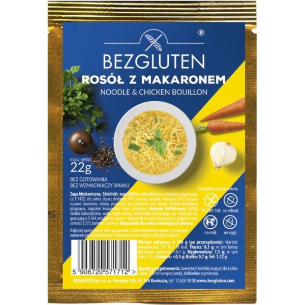 Bezgluten Hühnersuppe mit Nudeln glutenfrei