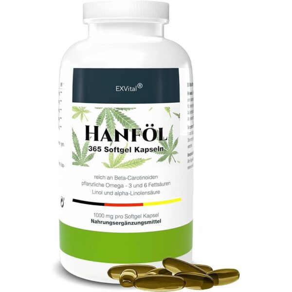 EXVital® Hanföl Kapseln hochdosiert mit 1000mg Hanfsamenöl