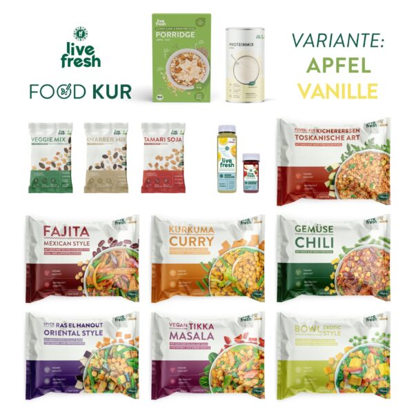 LiveFresh Vegane Foodkur 21 Tage - Apfel/Vanille (inkl. 5