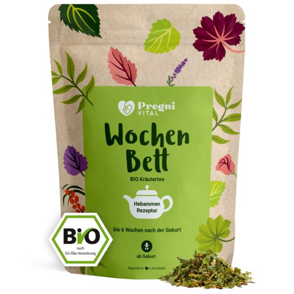 Wochenbett BIO Schwangerschaftstee mit Frauenmantel und Schafgarbe - von PregniVital®