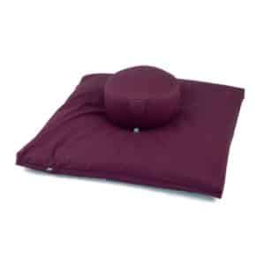 Medi-Set Eco: Meditationskissen Rondo ECO Dinkel & Meditationsmatte Zabuton ECO Aubergine