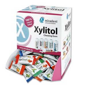 miradent Zahnpflegekaugummi Xylitol Schüttverpackung sortiert