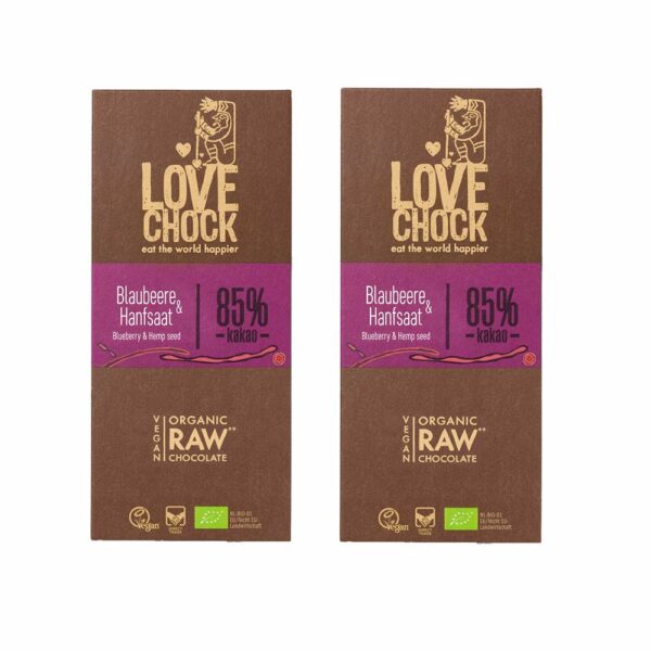 Lovechock Blaubeere & Hanfsaat 85% Kakao