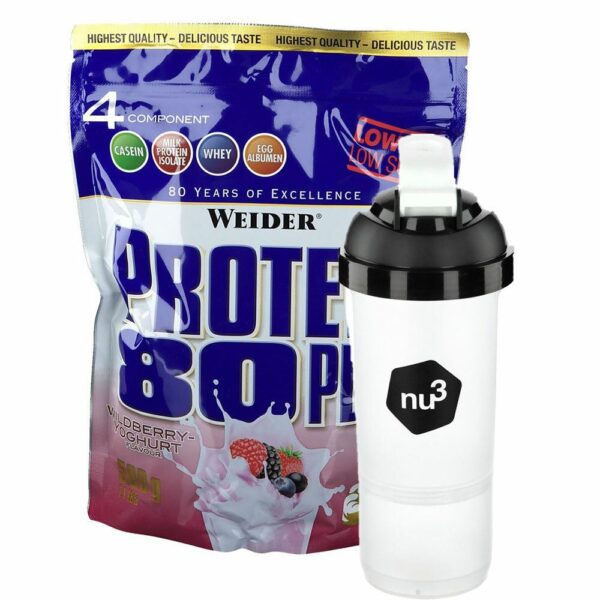 Weider Protein 80 Plus Waldfrucht-Joghurt + nu3 SmartShaker