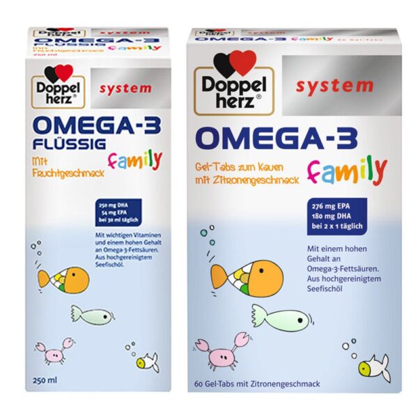 Doppelherz® system Omega-3 flüssig family + system Omega-3 family