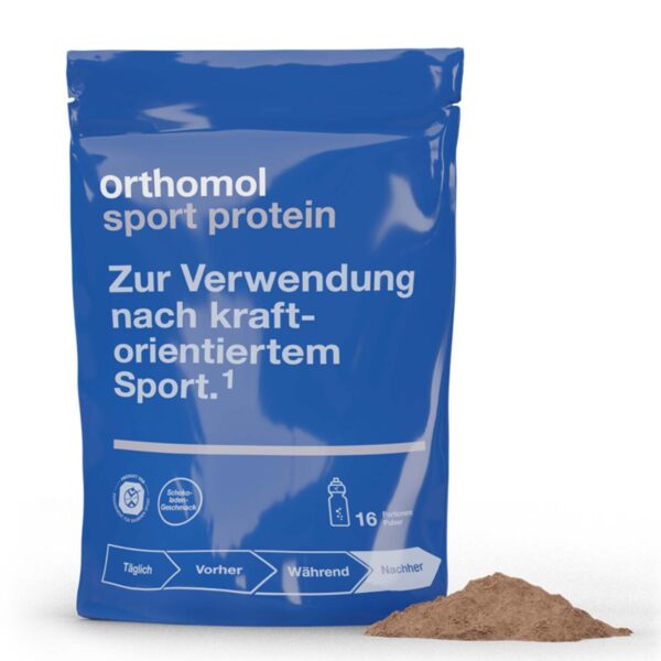 Orthomol Sport protein - Regeneration nach dem Kraftsport - Eiweißpulver mit Kreatin und Bcaa - Schokoladen-Geschmack - Pulver