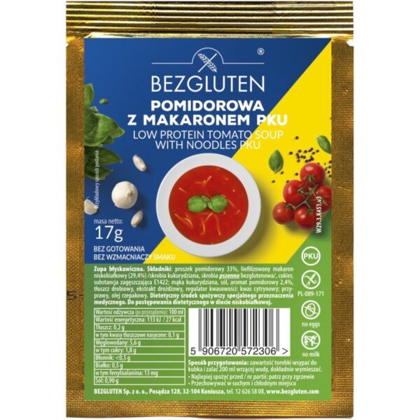 Bezgluten PKU Pasta Tomatensuppe eiweißarm glutenfrei