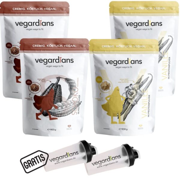 vegardians BIG Bundle 4x Protein + 2x gratis Shaker