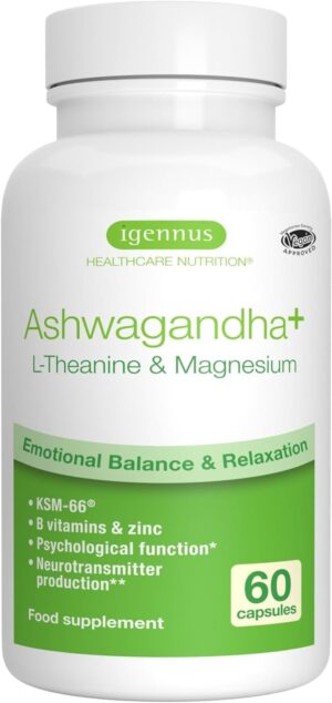 Igennus Ashwagandha Ksm-66 Wurzelextrakt mit L-Theanin & Magnesium