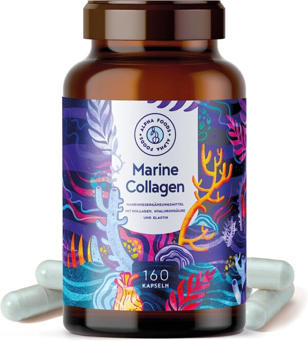 Marine Collagen mit Hyaluronsäure Kapseln - Meeres Kollagen Hydrolysat & Marines Elastin