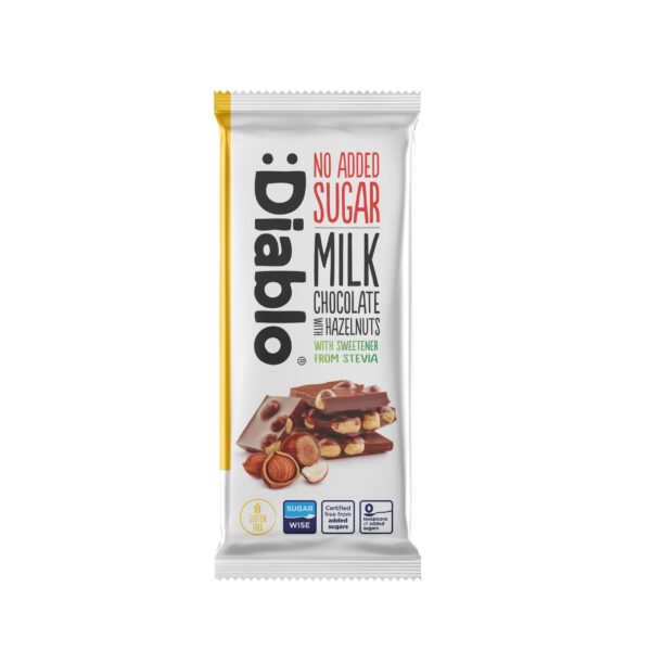 :Diablo No Added Sugar Stevia Milk Chocolate with Hazelnuts